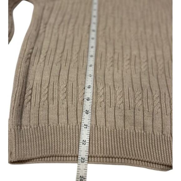 JOSEPH & LYMAN Oatmeal Cableknit 100% Fine Merino Wool Sweater Women's LARGE - Picture 6 of 9